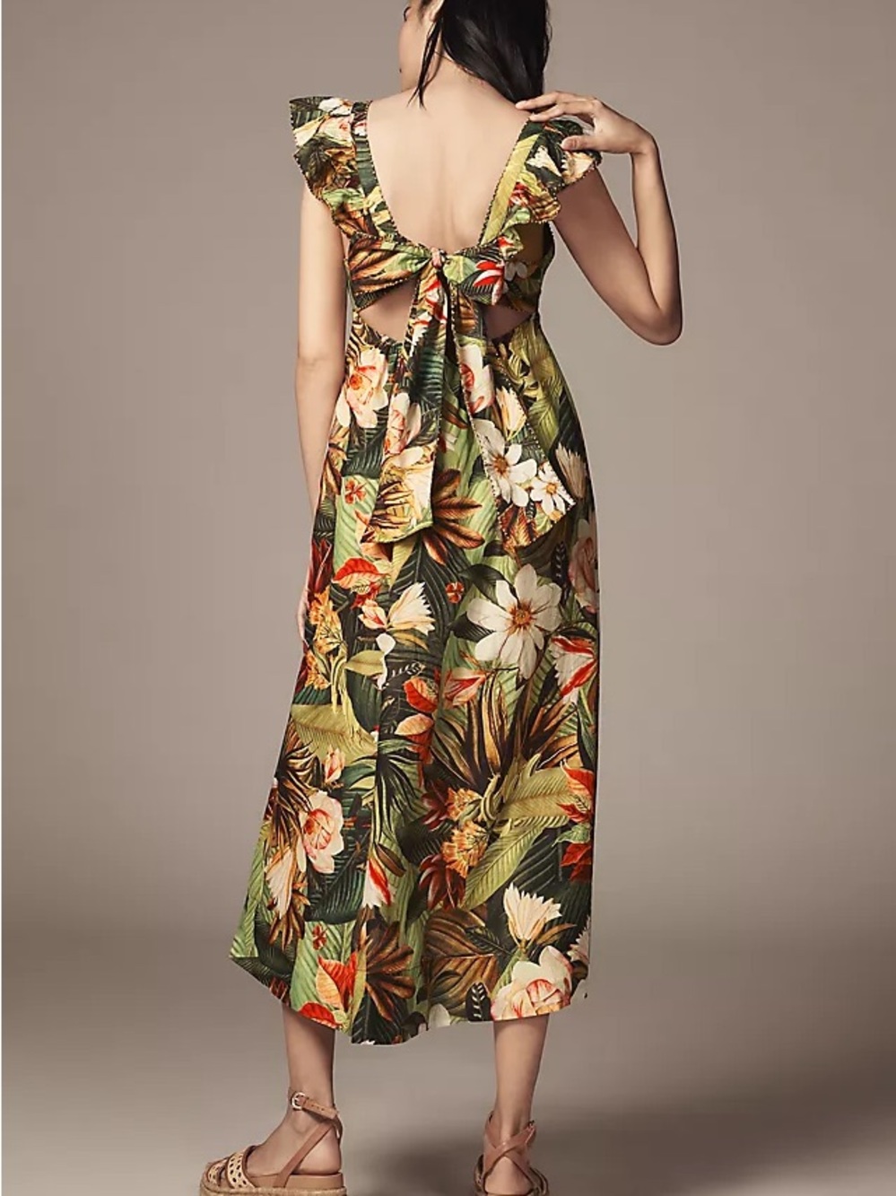 Farm Rio Botanical Forest Ruffled Strap Dress Size Small - Picture 2 of 5